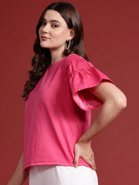 all about you Flared Sleeve Frill Detail Top