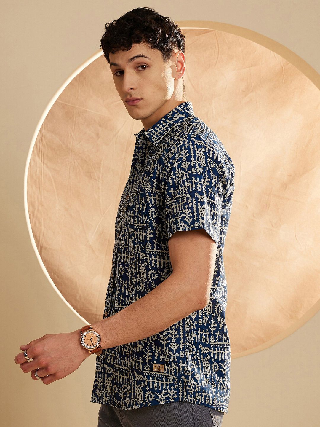 DENNISON Hand Block Printed Lightweight Casual Shirt