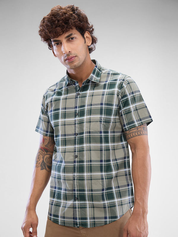 SPYKAR Men Slim Fit Tartan Checks Opaque Checked Casual Shirt