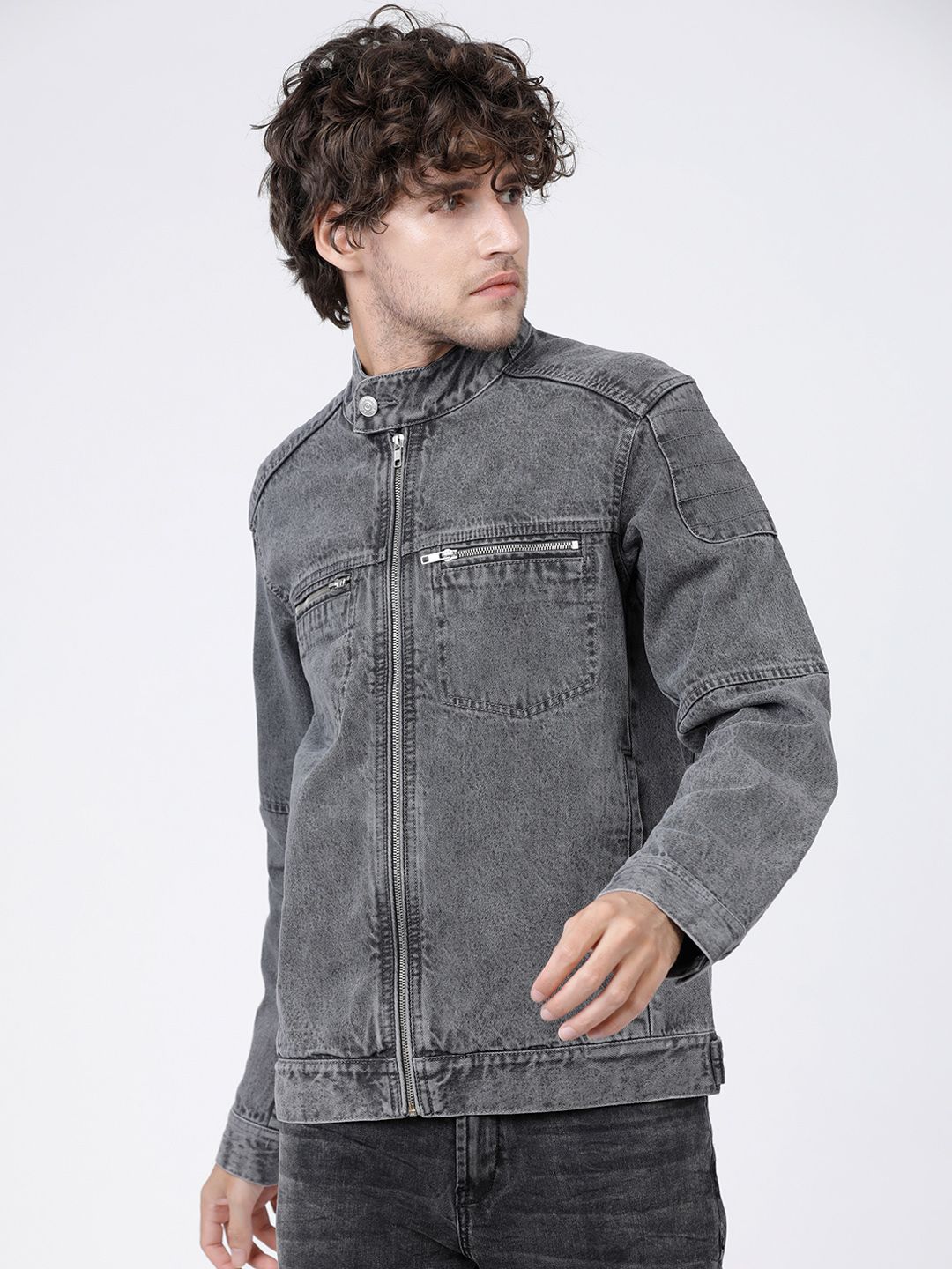 HIGHLANDER Men Grey Solid Jacket