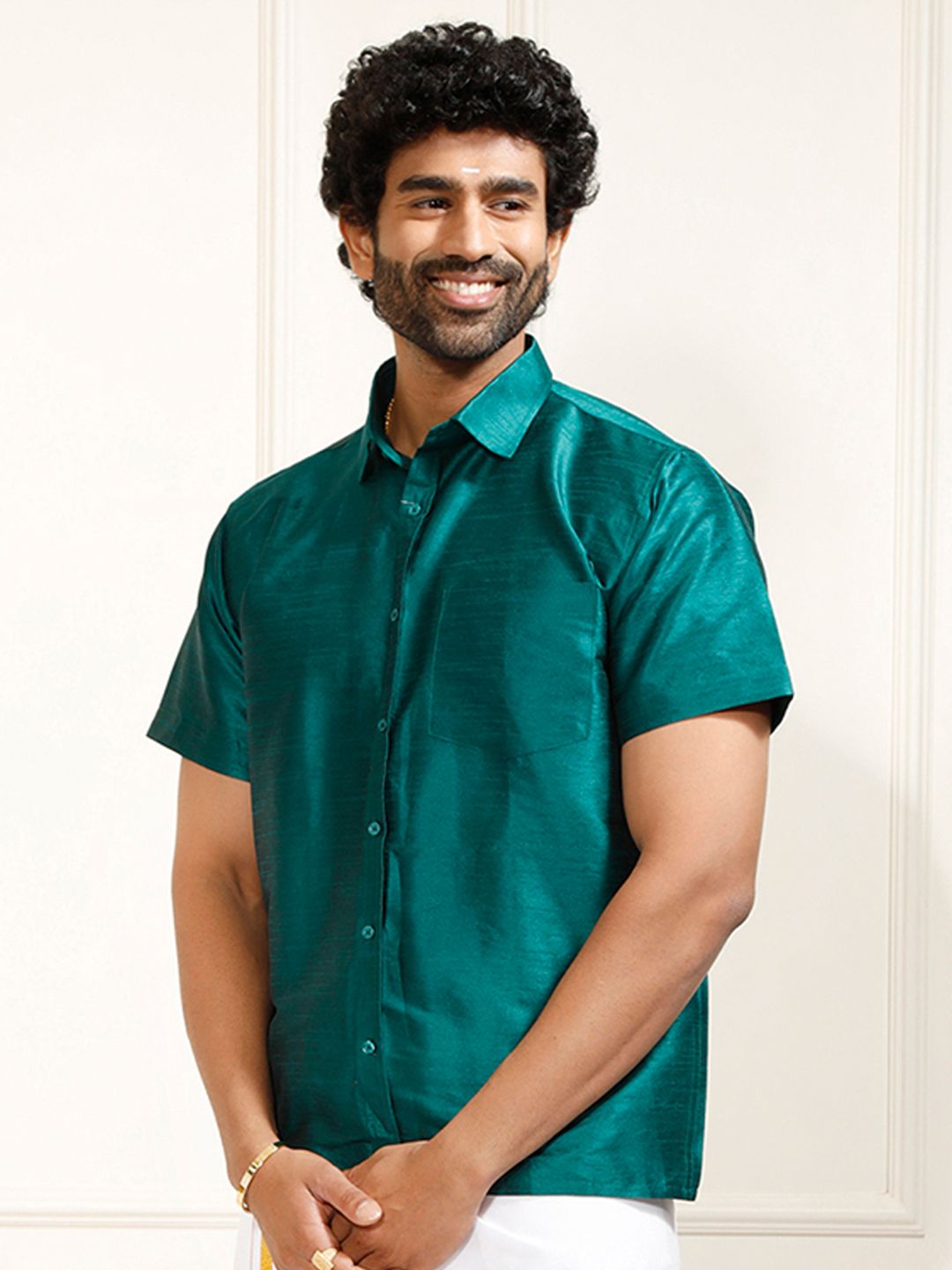 VASTRAMAY Premium Spread Collar Casual Shirt