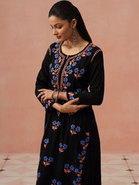 House of Chikankari Women Floral Embroidered Thread Work Indie Florals Kurta
