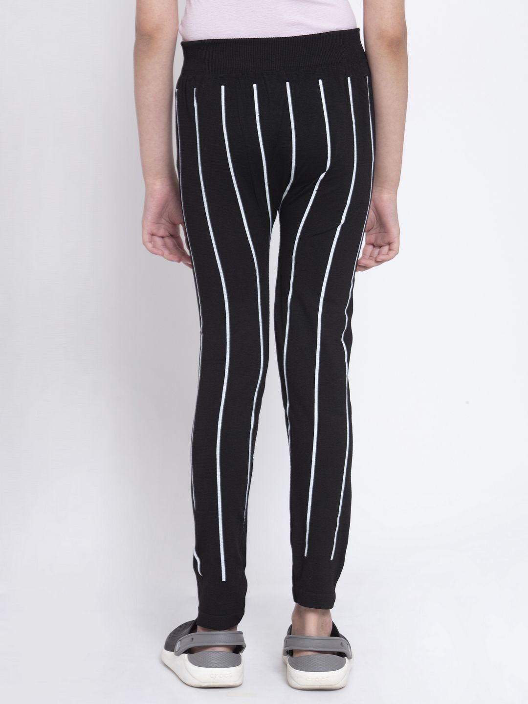 KLOTTHE Girls Striped Slim Fit Ankle Length Joggers Trousers