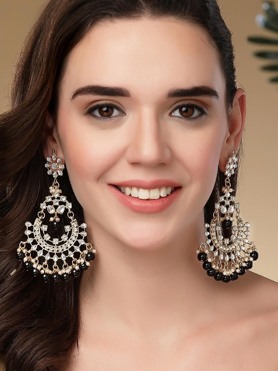 KARATCART Black Gold Plated Classic Chandbalis Earrings