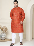 SOJANYA PLUS Ethnic Motifs Printed Cotton Linen Straight Kurta with Pyjamas