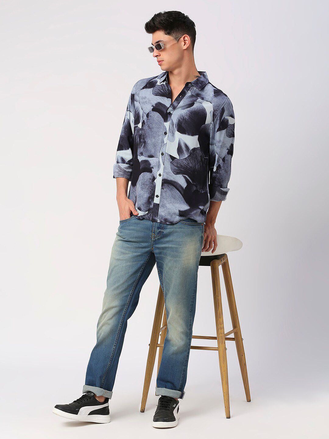 Being Human Abstract Printed Cotton Slim Fit Casual Shirt