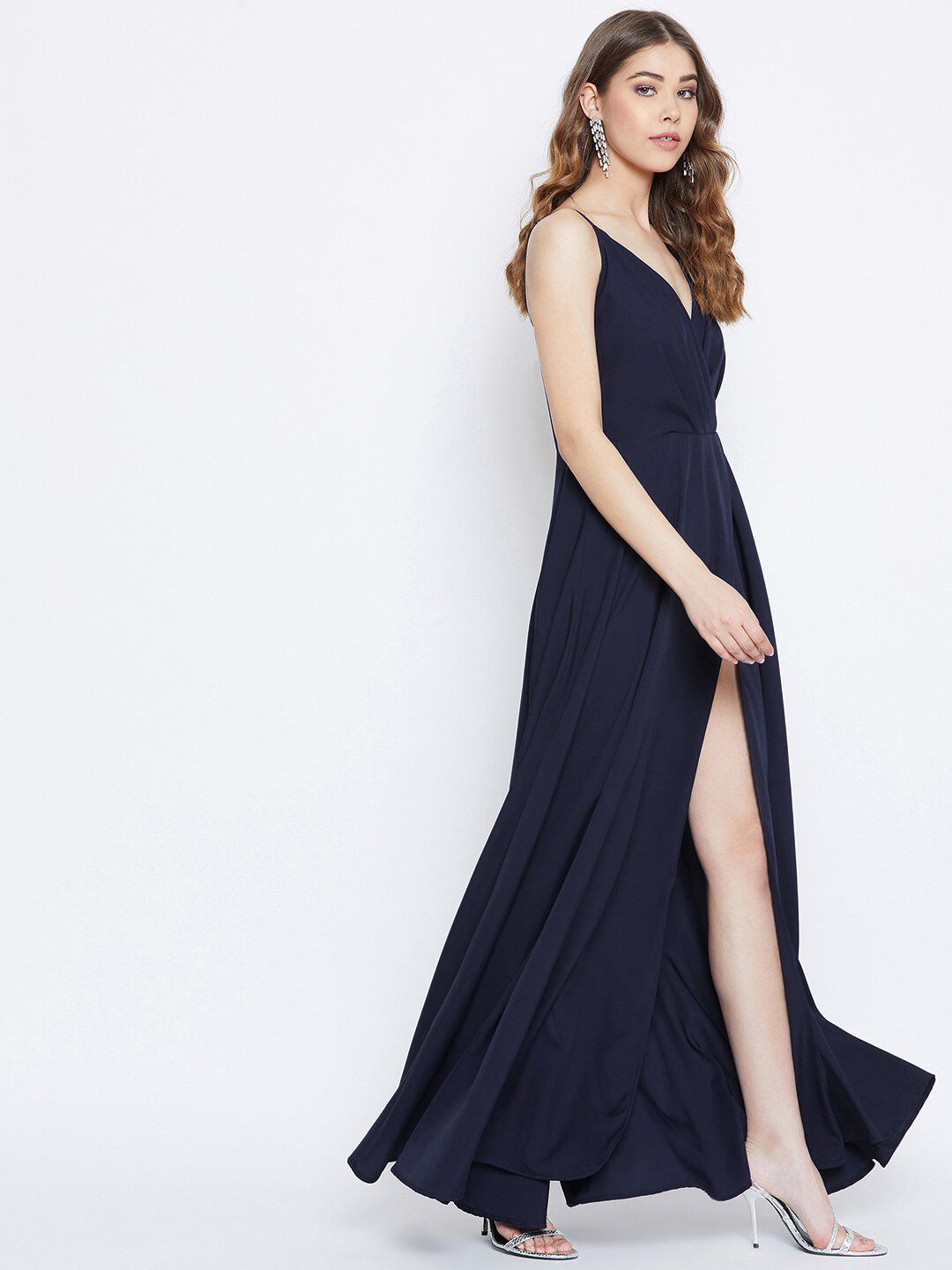 Berrylush Blue Crepe Maxi Dress