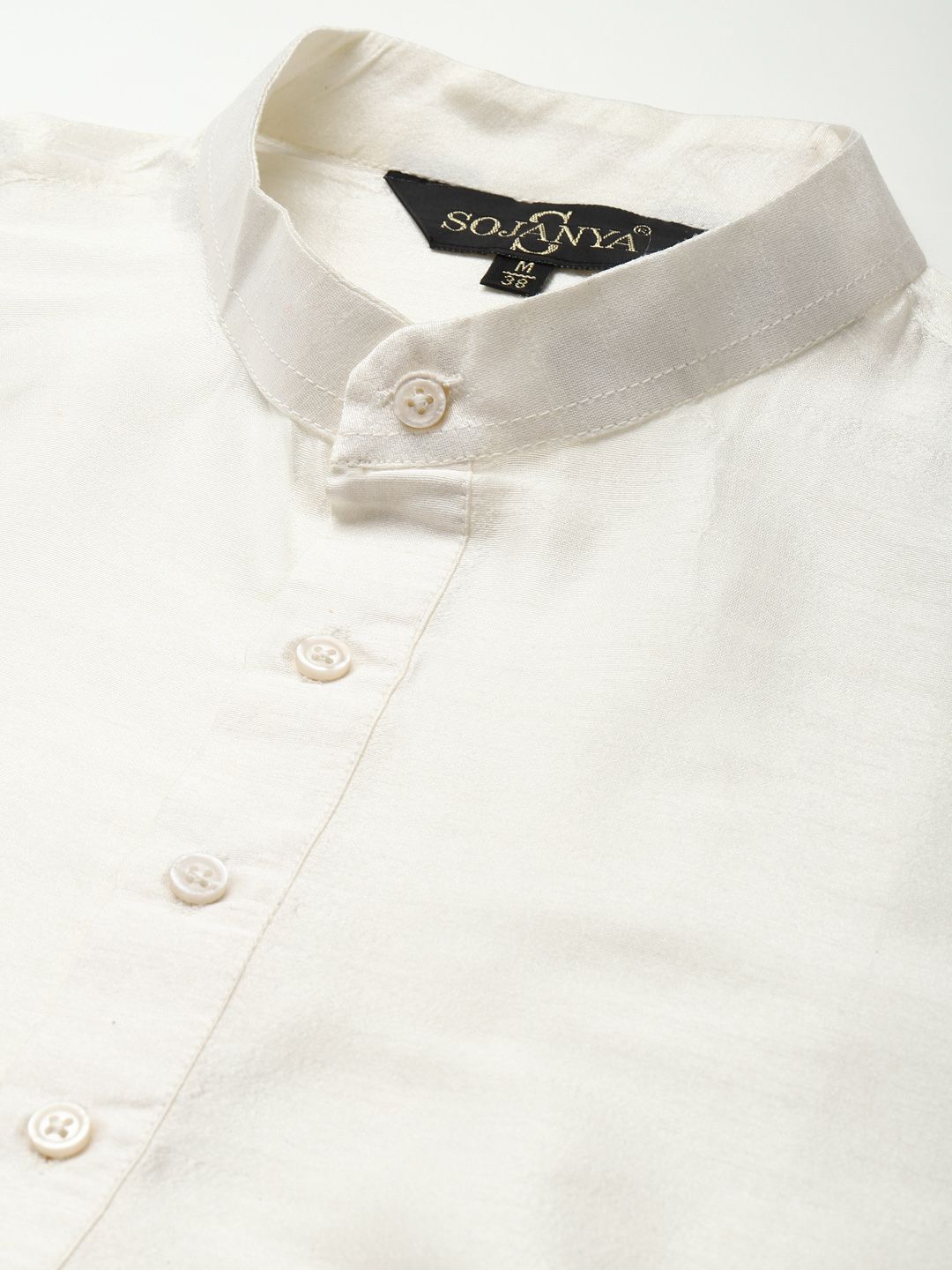 SOJANYA Men Off White Motif Etnik Kurta dengan Churidar