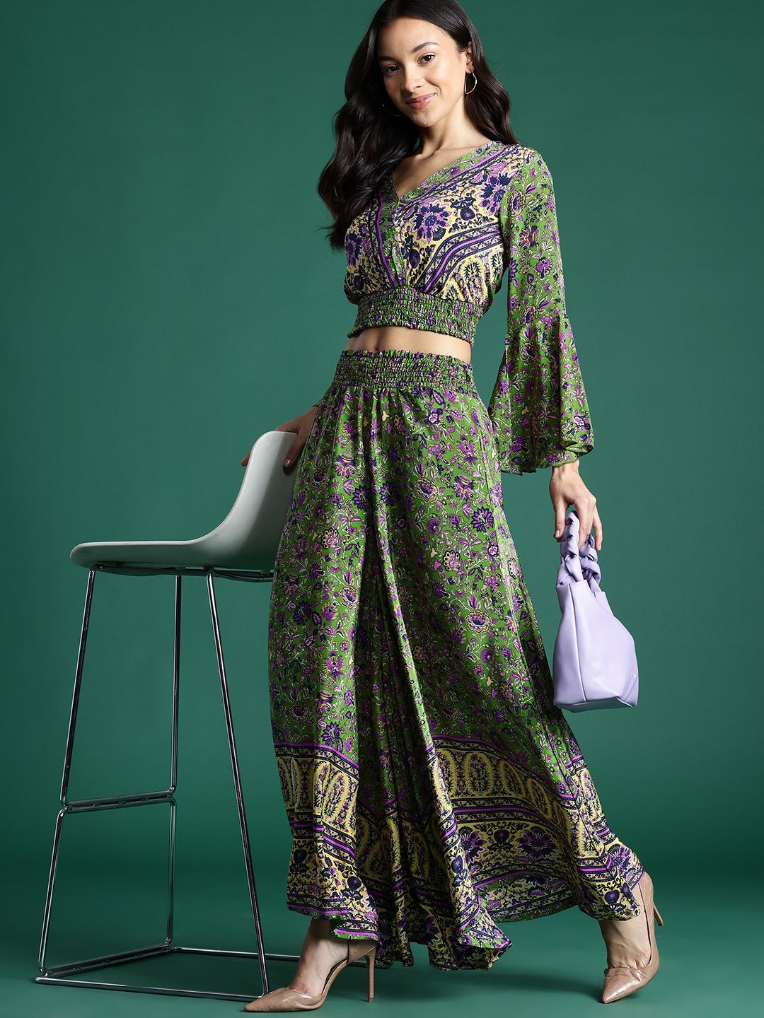 DressBerry Smocked Detail Ethnic Printed Co-Ords