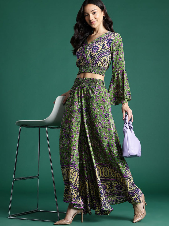 DressBerry Smocked Detail Ethnic Printed Co-Ords