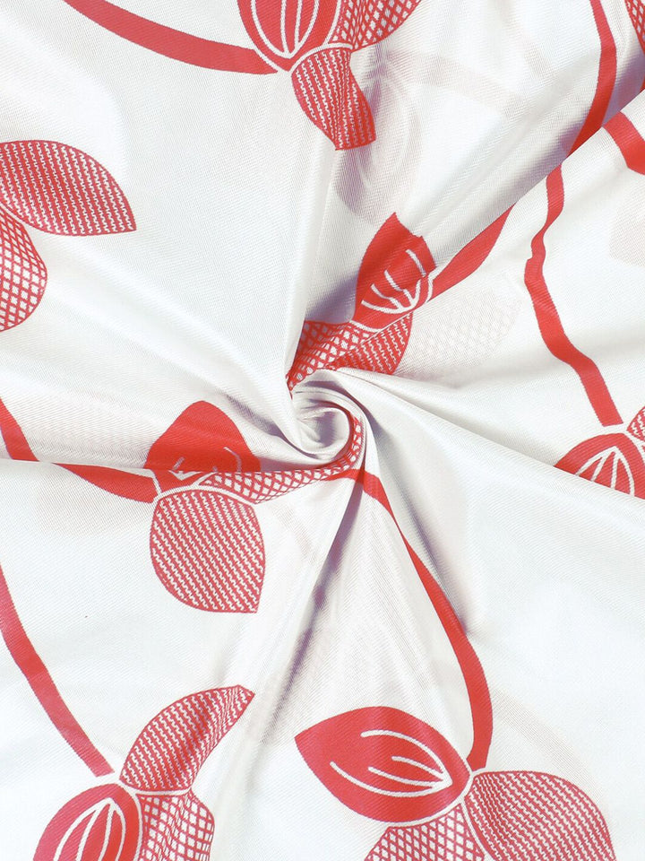 Story@home Nature White & Red 2 Pieces Ethnic Motifs Printed Window Curtains
