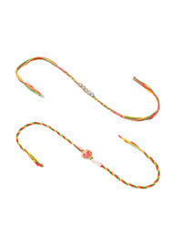 NVR Unisex Set of 2 Religious Multicolor Artificial Stones Thread Rakhi With Roli Chawal