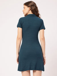 DressBerry Rib Knit Polo A-Line Mini Dress
