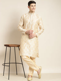 SOJANYA Men Cream-Coloured & Golden Ethnic Motifs Kurta
