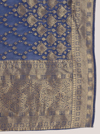 Anouk Blue Floral Embroidered Straight Kurta with Trousers & Dupatta