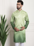 SOJANYA Ethnic Motifs Woven Design Jacquard Mandarin Collar Straight Kurta