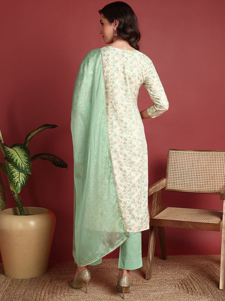 KALINI Women Embroidered Regular Kurta with Trousers & With Dupatta