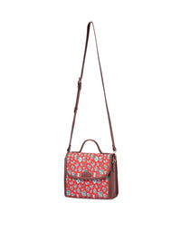 TEAL BY CHUMBAK Detachable Sling Strap Floral Printed Structured Satchel Bag