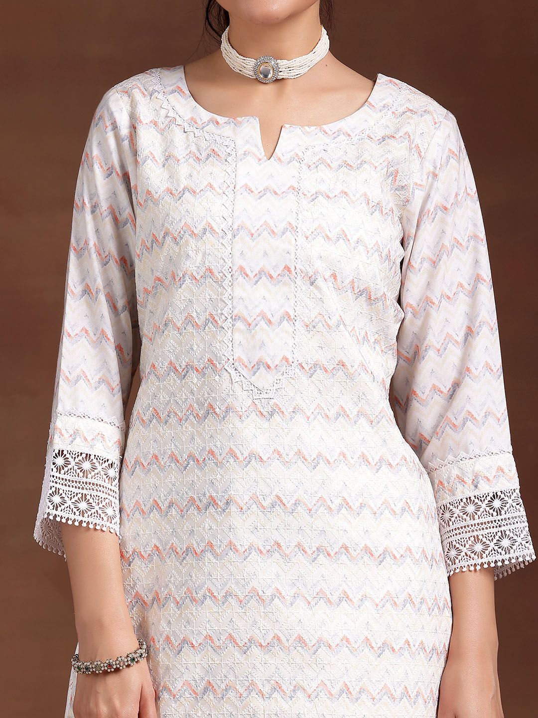 Libas Women Embroidered Regular Sequinned Kurta with Trousers & Dupatta