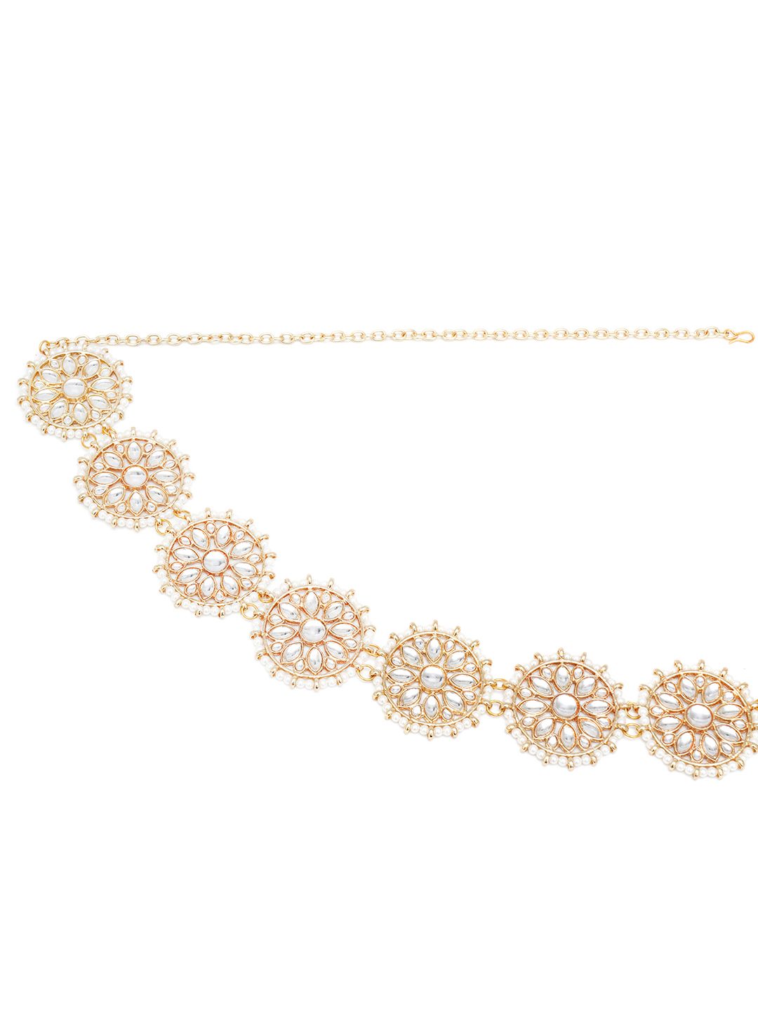 Karatcart Wanita Emas & White Beaded Kamarbandh