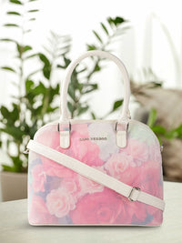 Lino Perros Pink Floral Printed PU Structured Shoulder Bag