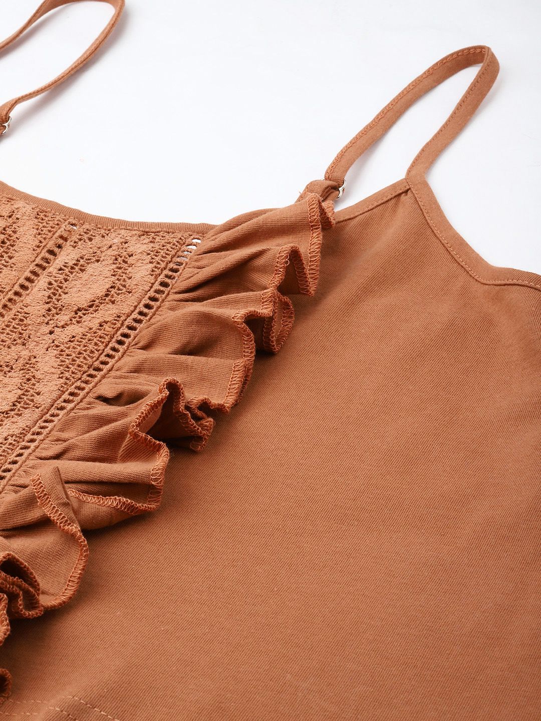 DressBerry Touch of Romance Ruffles Shoulder Straps Crop Top
