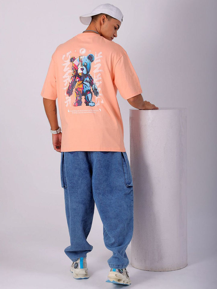 The Indian Garage Co Men Back Printed Boxy Oversized Round Neck T-shirt