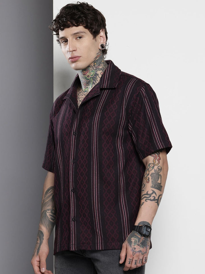 The Indian Garage Co Men Relaxed Fit Striped Resort Wear Shirt