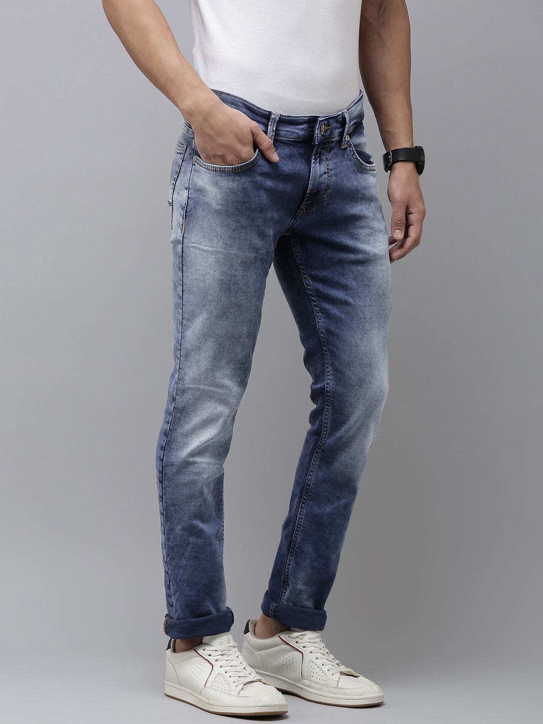 SPYKAR Men Skinny Fit Low-Rise Heavy Fade Stretchable Jeans