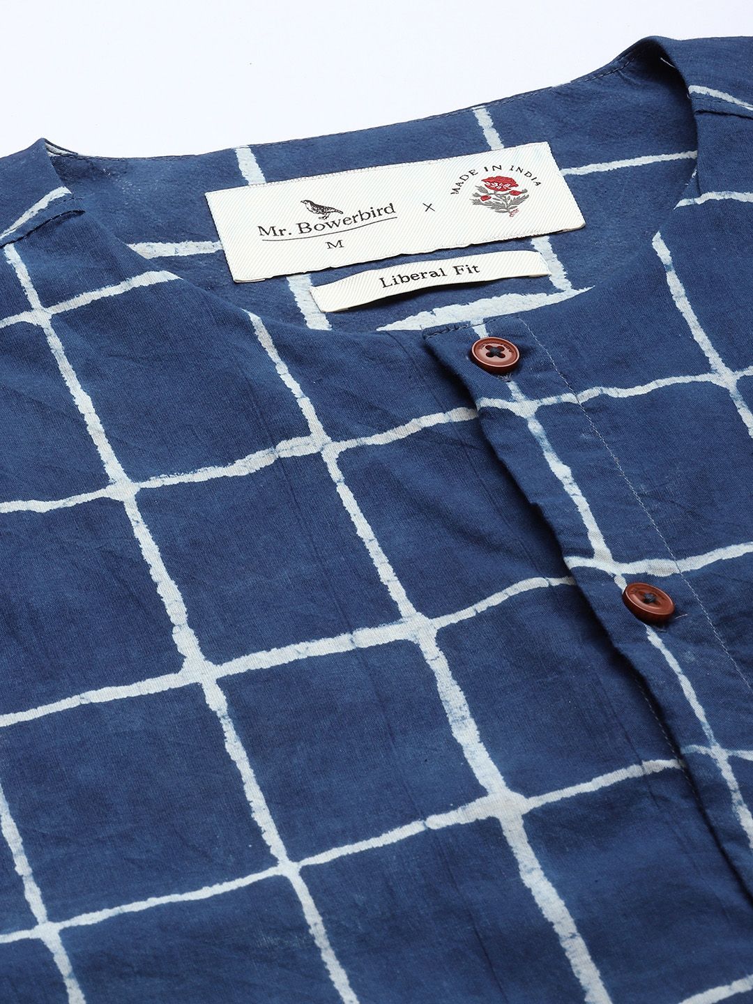 Mr Bowerbird Dabu Hand Block Printed Organic Cotton Opaque Casual Shirt