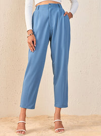 SASSAFRAS Women Blue Tapered Fit High-Rise Peg Trousers