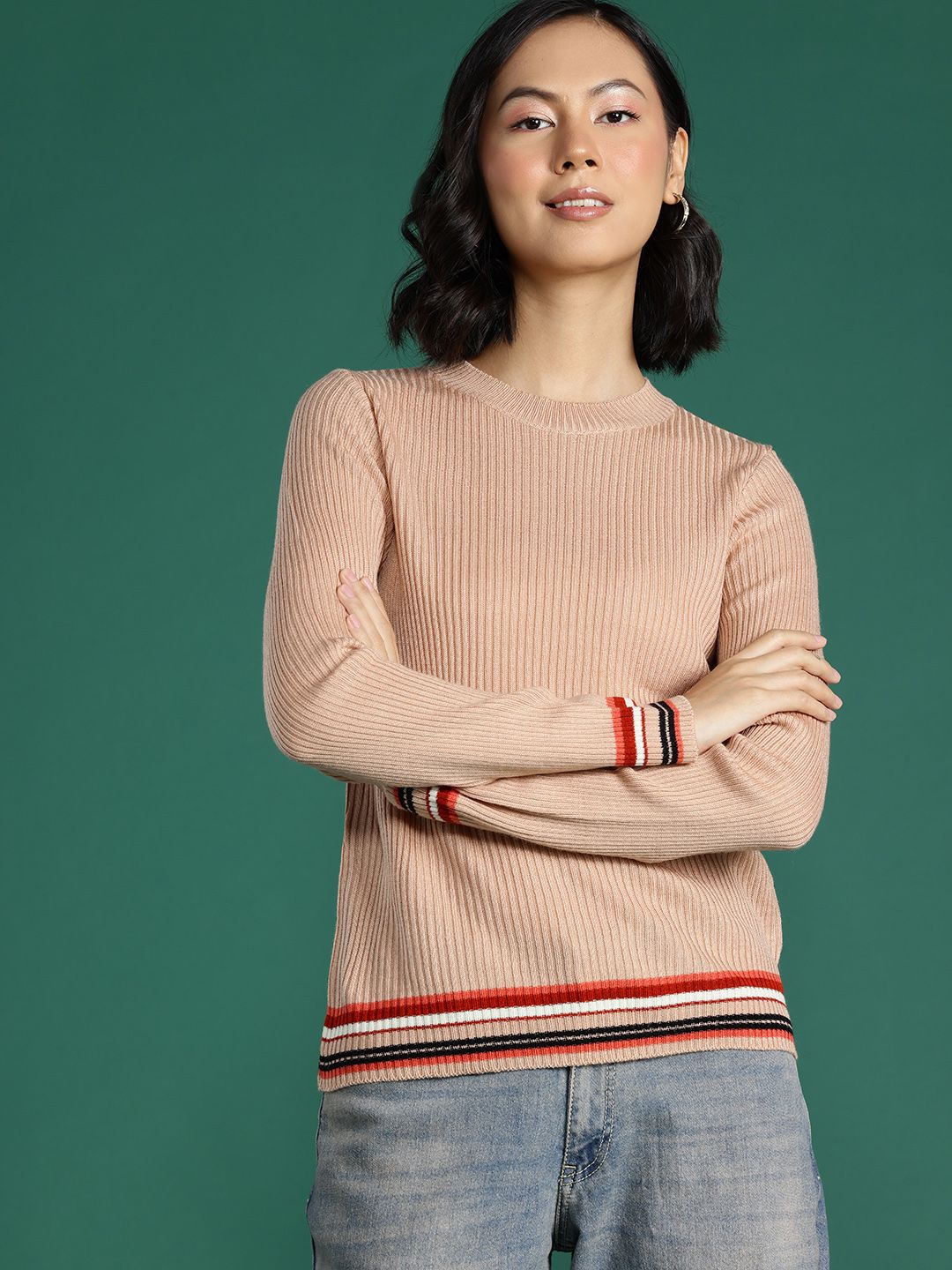 DressBerry Women Ribbed Acrylic Pullover
