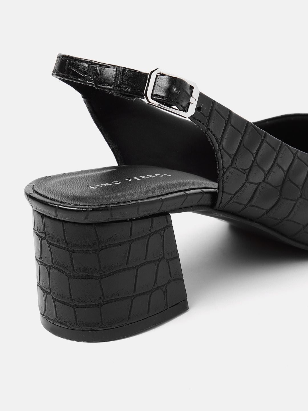 Lino Perros Croc-Textured Block Heel Pumps