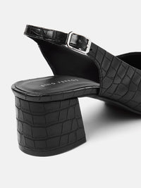 Lino Perros Croc-Textured Block Heel Pumps