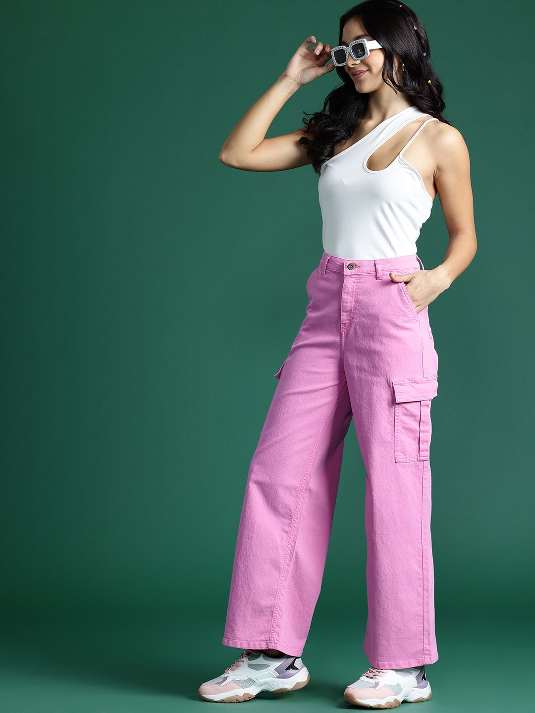 DressBerry Women Straight Fit Stretchable Cargo Jeans