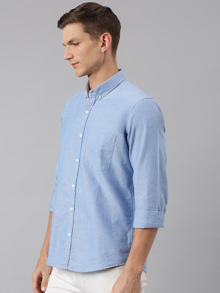 Thomas Scott Men Blue Slim Fit Pure Cotton Casual  Shirt