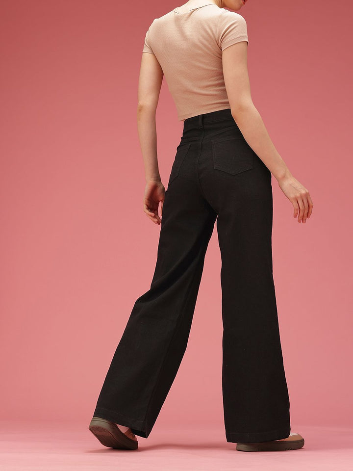 DressBerry Women Wide Leg High-Rise Stretchable Jeans