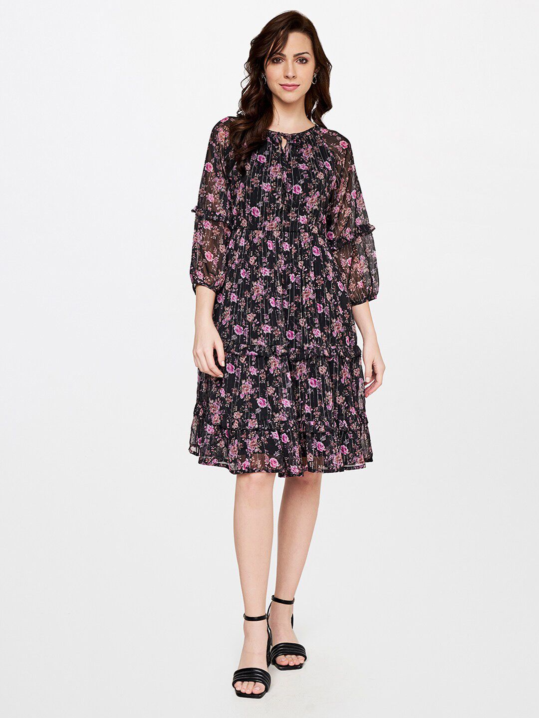 AND Black & Pink Floral Dress