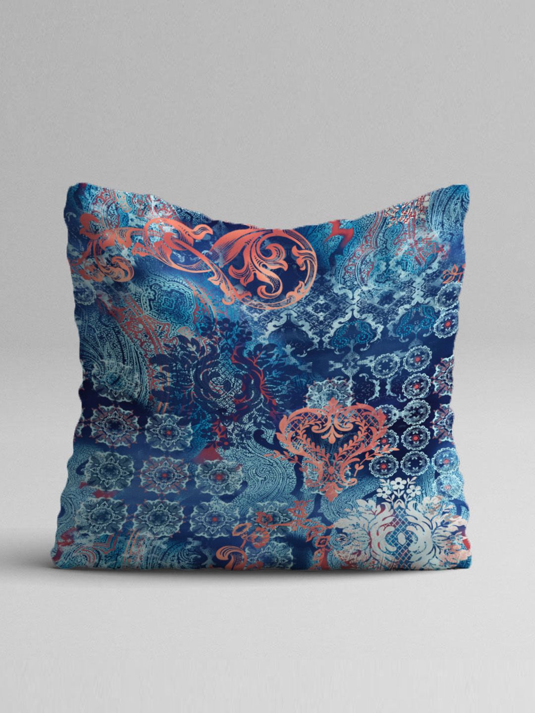 STITCHNEST Teal & Magenta Set of 5 Ethnic Motifs Square Cushion Covers