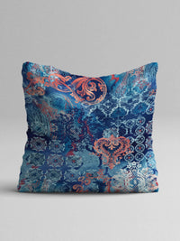 STITCHNEST Teal & Magenta Set of 5 Ethnic Motifs Square Cushion Covers