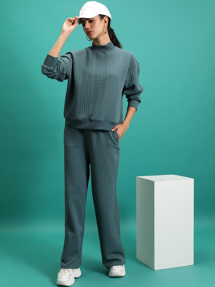 Tokyo Talkies Women  Sweatshirt With Track Pants Co-Ords