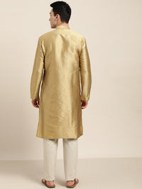 SOJANYA Men Golden Woven Design Straight Kurta