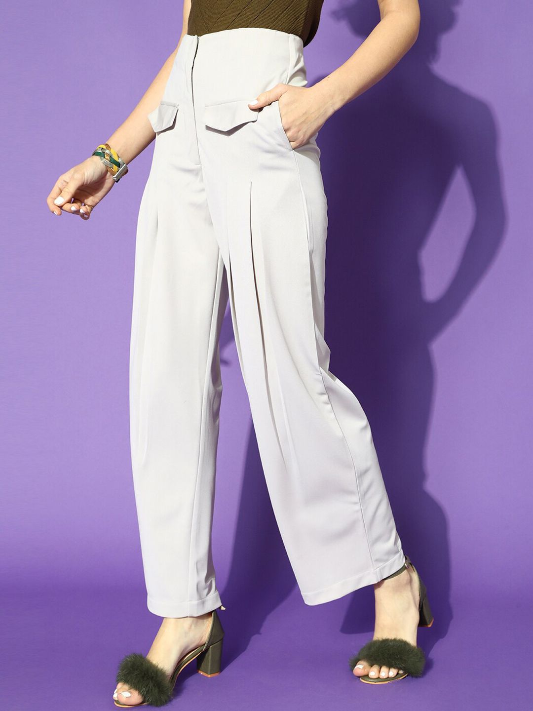 STREET 9 Women Beautiful Grey Solid Trousers