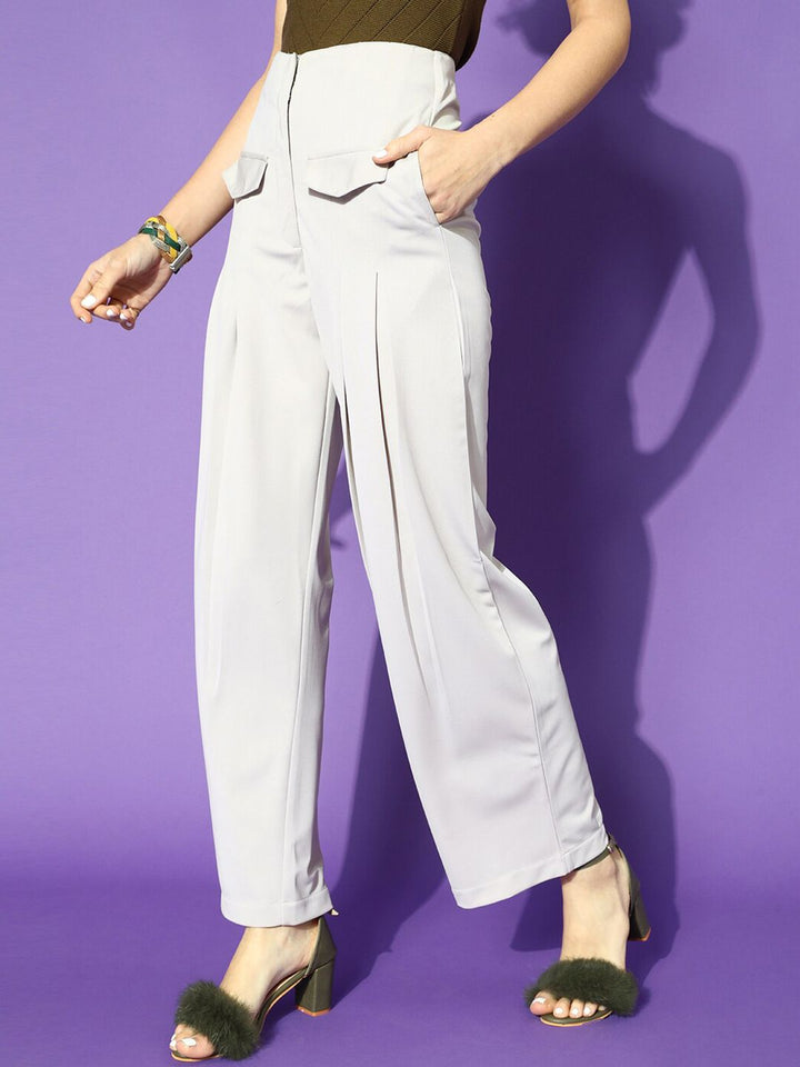 STREET 9 Women Beautiful Grey Solid Trousers