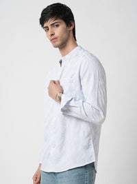 VASTRADO Men Classic Band Collar Floral Printed Slim Fit Casual Shirt