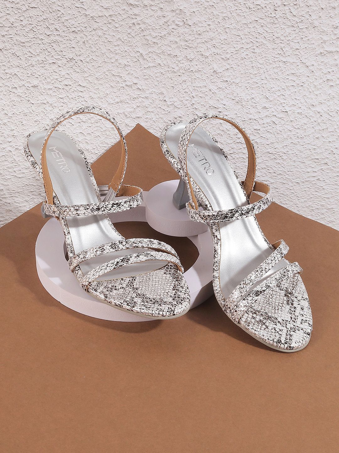Metro Printed Open Toe Kitten Heels