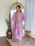 KALINI Women Floral Embroidered Regular Thread Work Kurta with Trousers & With Dupatta