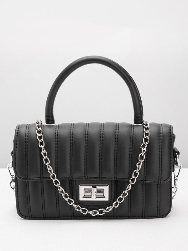 Lino Perros Structured Satchel with Quilted Detail