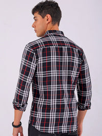 The Indian Garage Co Men Spread Collar Tartan Checked Cotton Slim Fit Casual Shirt