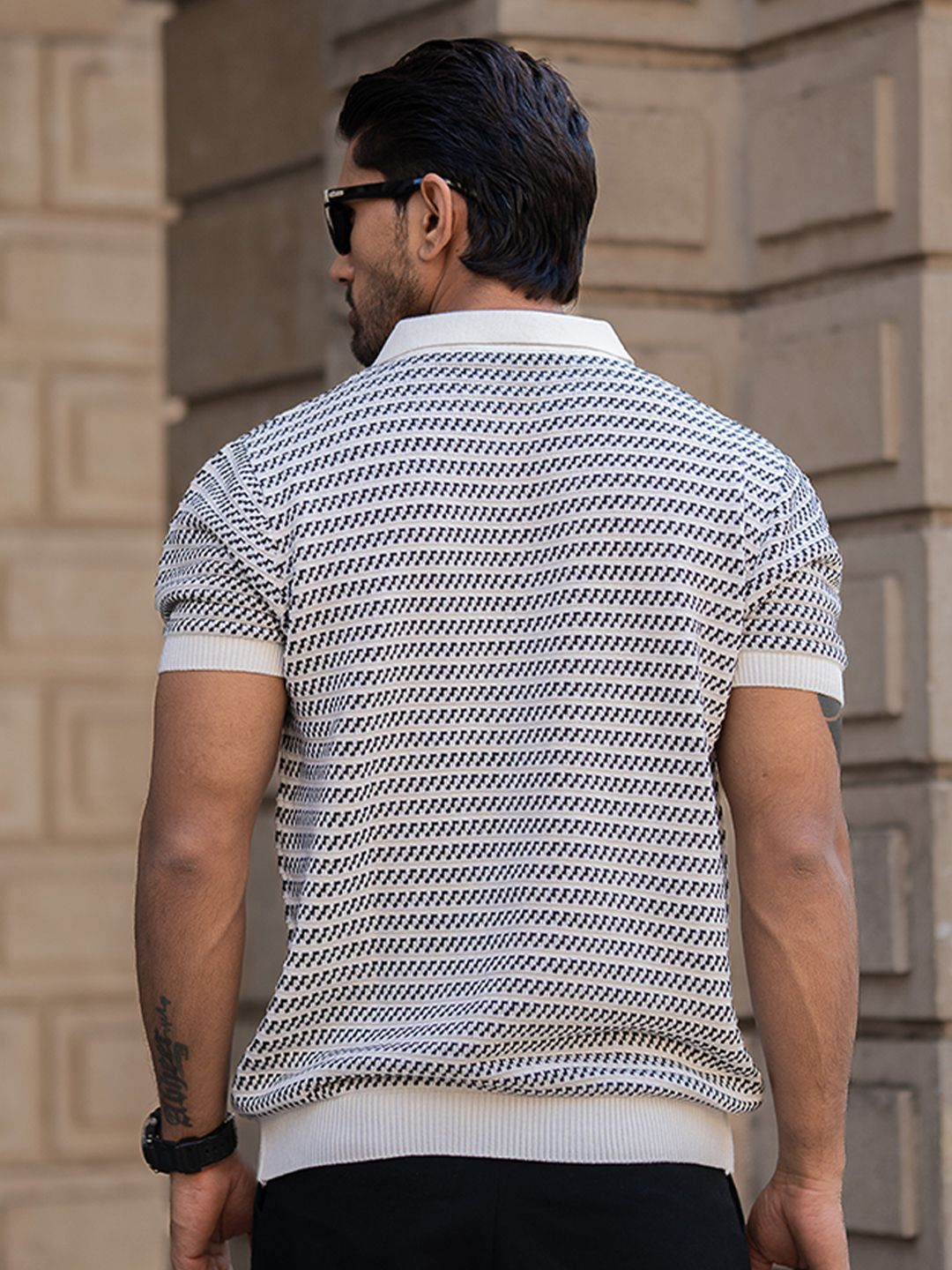 Powerlook Men Striped Polo Collar T-shirt